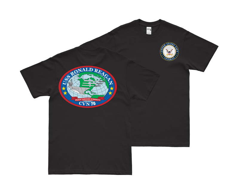 Double-Sided USS Ronald Reagan (CVN-76) Veteran T-Shirt