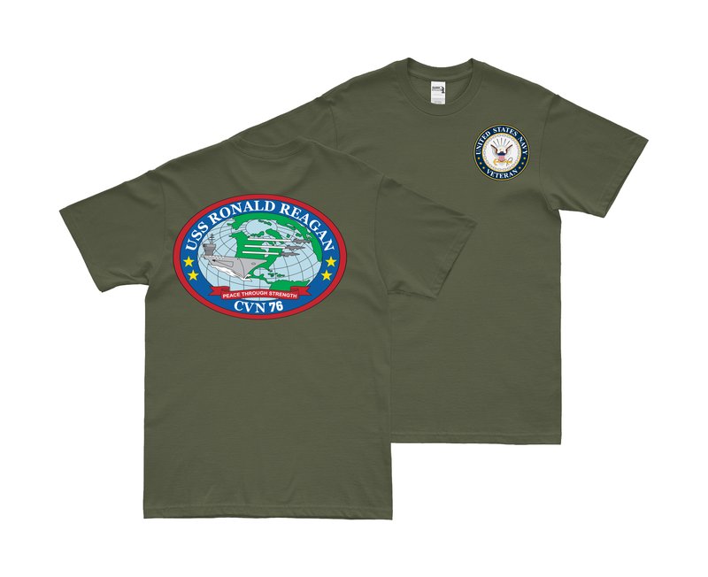 Double-Sided USS Ronald Reagan (CVN-76) Veteran T-Shirt