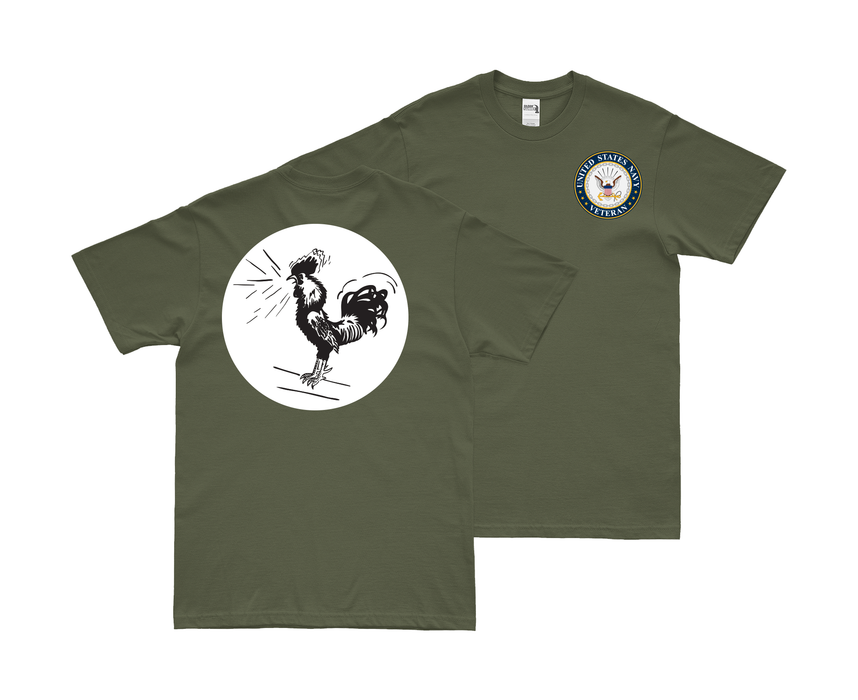 Double-Sided USS Saratoga (CV-3) Veteran T-Shirt Tactically Acquired Small Military Green 