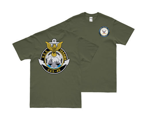 Double-Sided USS Tarawa (CVS-40) Veteran T-Shirt Tactically Acquired Small Military Green 