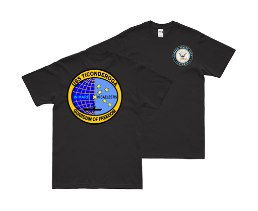 Double-Sided USS Ticonderoga (CV-14) Veteran T-Shirt Tactically Acquired Small Black 