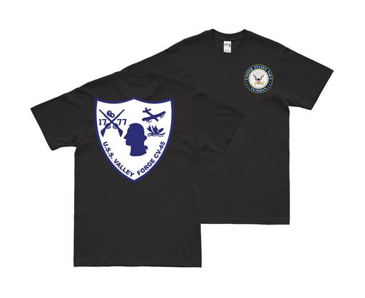 Double-Sided USS Valley Forge (CV-45) Veteran T-Shirt Tactically Acquired Small Black 