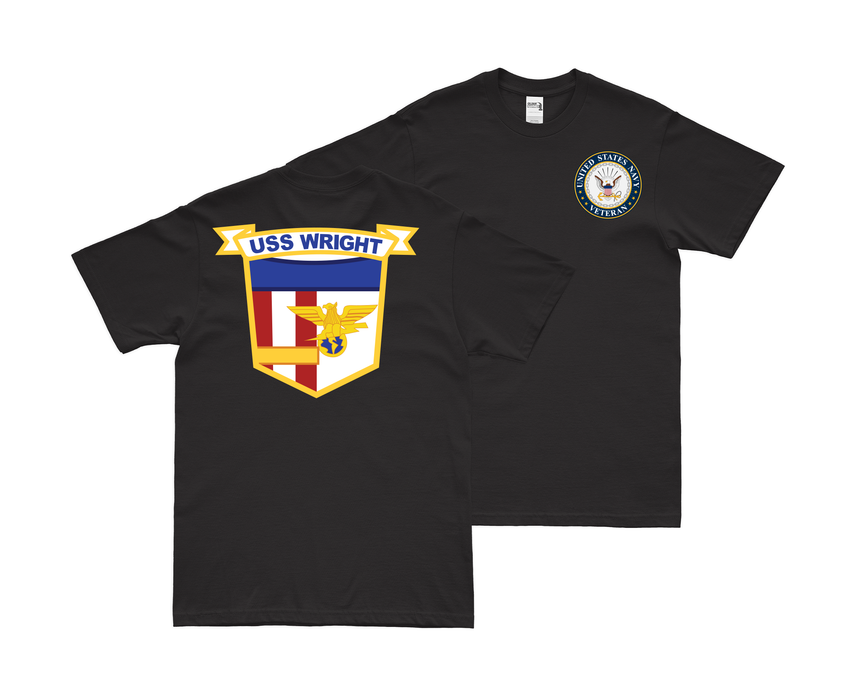 Double-Sided USS Wright (CVL-49) Veteran T-Shirt Tactically Acquired Small Black 