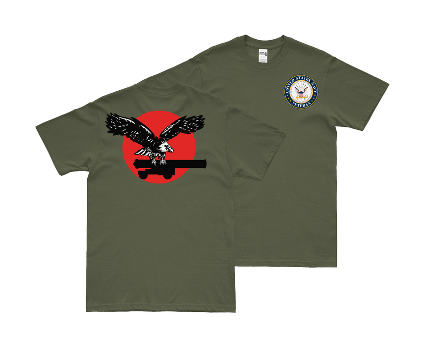 Double-Sided USS Yorktown (CV-5) Veteran T-Shirt Tactically Acquired Small Military Green 