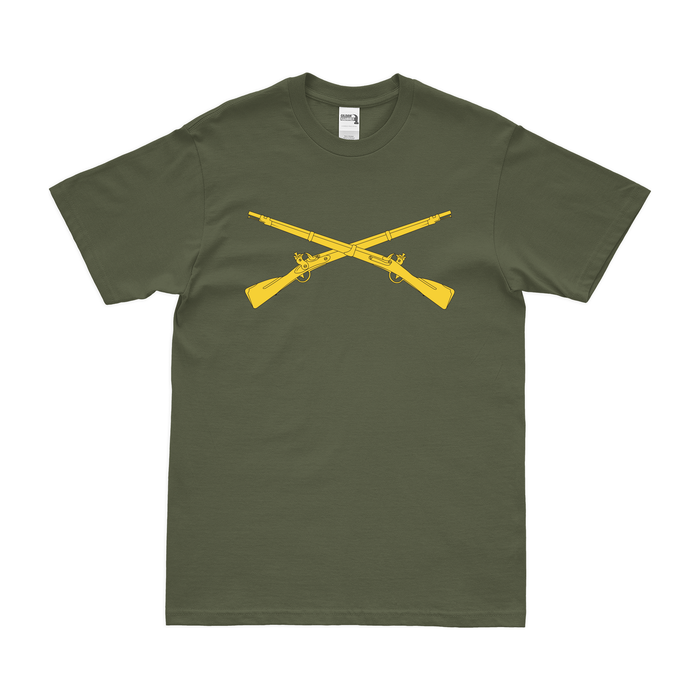 U.S. Army Infantry Branch Crossed Rifles T-Shirt Tactically Acquired Military Green Small 