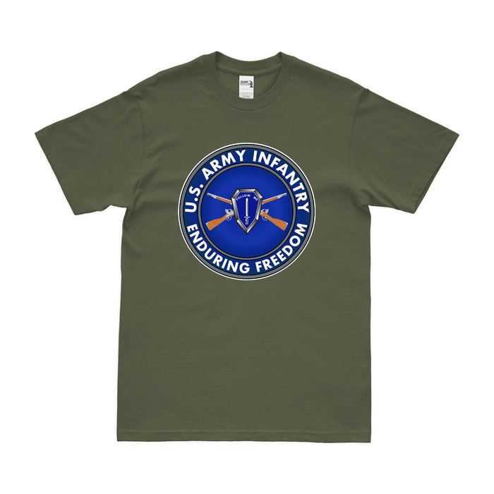 U.S. Army Infantry OEF Veteran Emblem T-Shirt Tactically Acquired Military Green Small 
