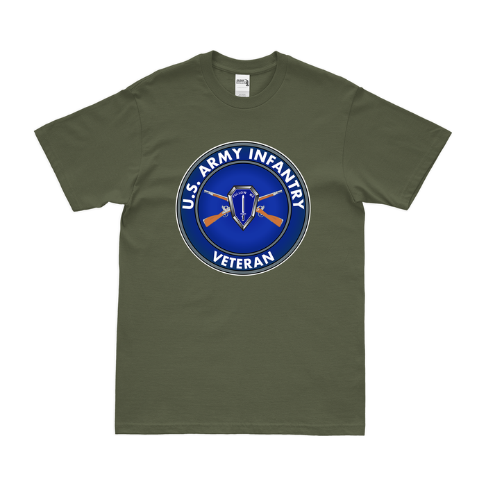 U.S. Army Infantry Branch Veteran Emblem T-Shirt Tactically Acquired Military Green Small 