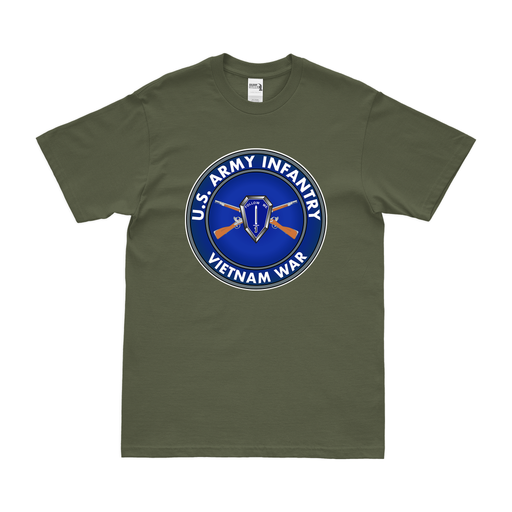 U.S. Army Infantry Vietnam Veteran Emblem T-Shirt Tactically Acquired Military Green Small 