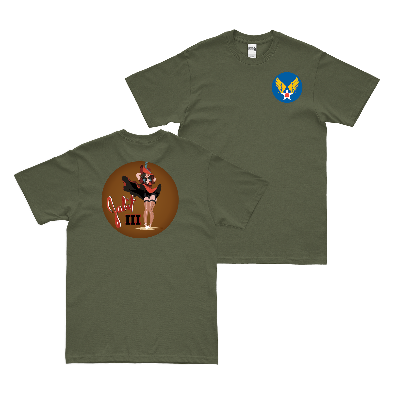 Double-Sided Jabit III B-29 Superfortress WW2 T-Shirt Tactically Acquired Military Green Small 