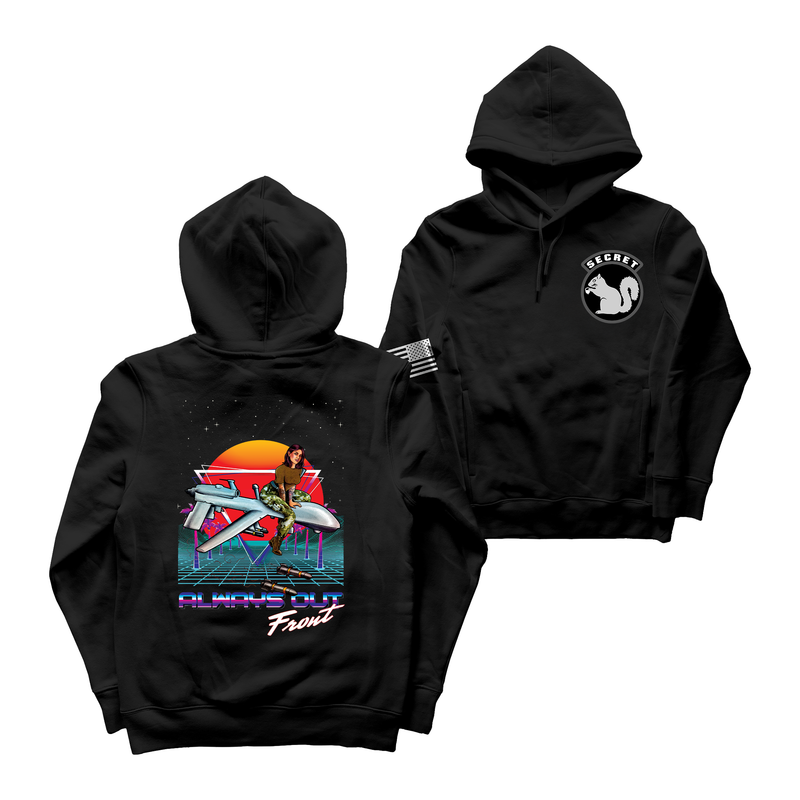 Military Intel Pin-Up Girl Julia MQ-9 Reaper Drone Hoodie
