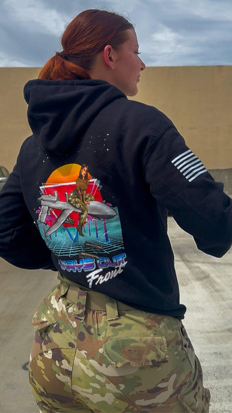 Military Intel Pin-Up Girl Julia MQ-9 Reaper Drone Hoodie