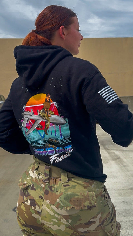 Military Intel Pin-Up Girl Julia MQ-9 Reaper Drone Hoodie Tactically Acquired