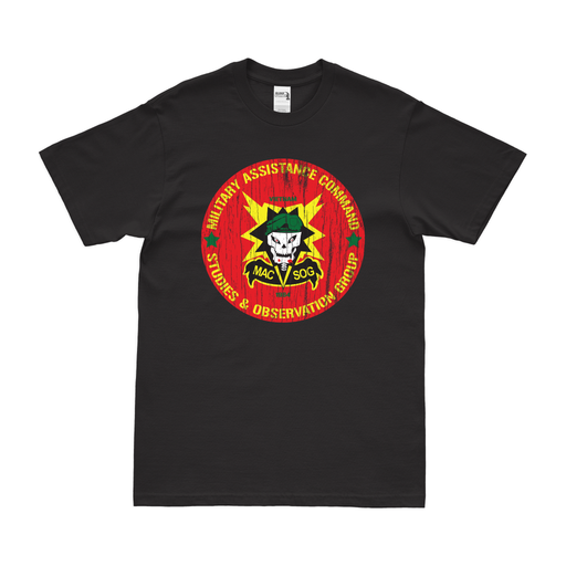Distressed MACV-SOG Legacy Emblem Vietnam War SF T-Shirt Tactically Acquired Small Black 
