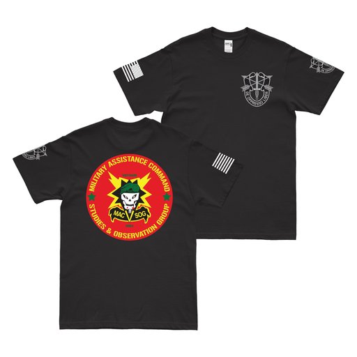 Double-Sided MACV-SOG Circle Crest Logo T-Shirt Tactically Acquired Black Small 