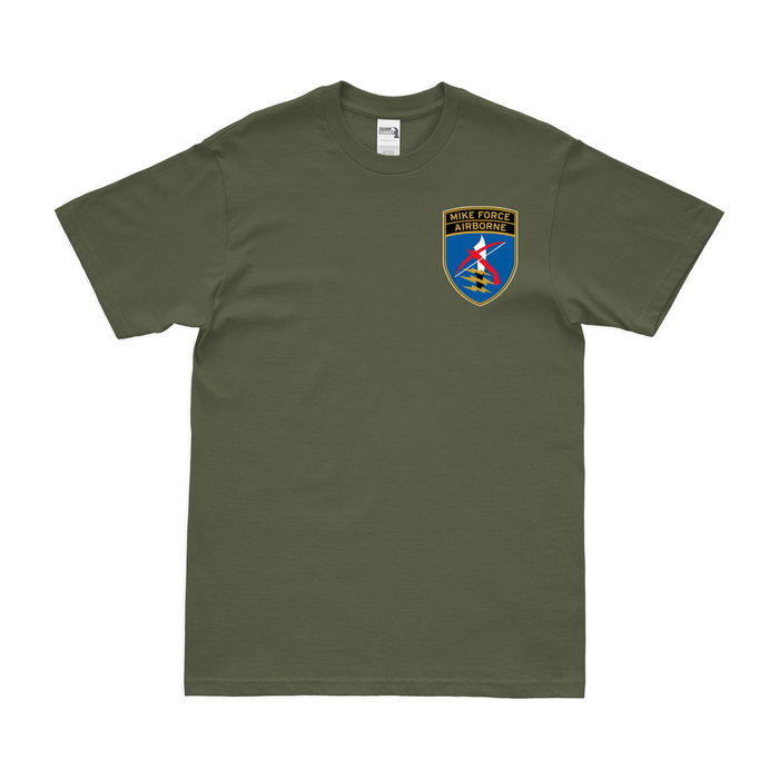 MIKE Force Special Forces Logo Left Chest Emblem T-Shirt Tactically Acquired Small Military Green 