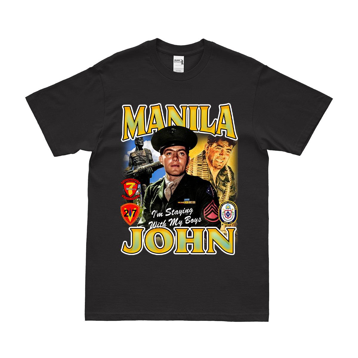 Manila' John Basilone WWII Commemorative USMC T-Shirt Tactically Acquired Black Small 