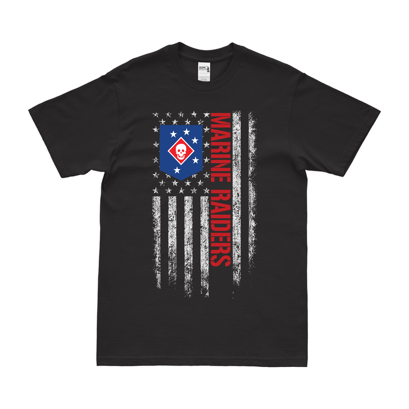 Marine Raiders American Flag USMC T-Shirt Tactically Acquired Small Black 