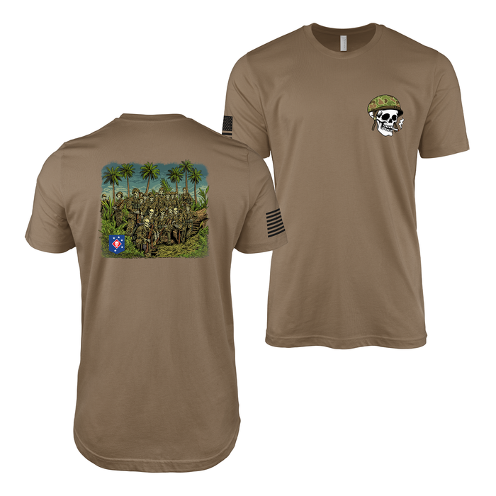 3d Marine Raider Bn Bougainville Campaign WW2 Skull T-Shirt Tactically Acquired Woodland Brown Small