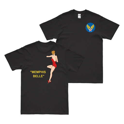 Double-Sided Memphis Belle B-17 Flying Fortress WW2 T-Shirt Tactically Acquired Black Small 