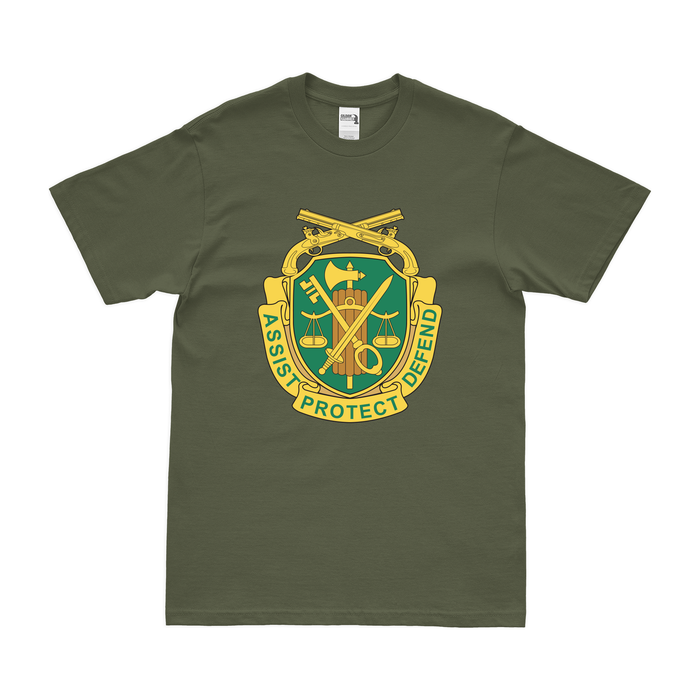 Military Police Corps Insignia T-Shirt Tactically Acquired Military Green Clean Small