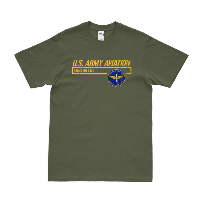 Modern U.S. Army Aviation Branch T-Shirt Tactically Acquired Military Green Distressed Small