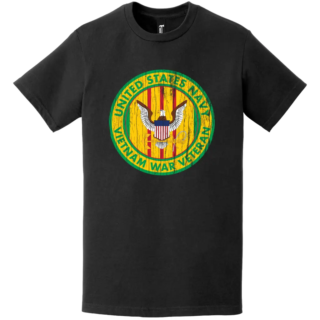 Distressed U.S. Navy Vietnam War Veteran Emblem T-Shirt Tactically Acquired   