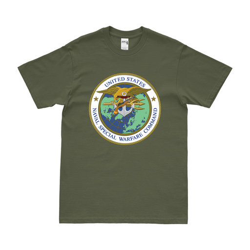 Naval Special Warfare Command (NSW) Insignia T-Shirt Tactically Acquired Military Green Clean Small