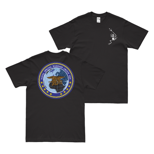 Double-Sided Naval Special Warfare Group 10 (NSWG-10) Frogman T-Shirt Tactically Acquired Black Small 