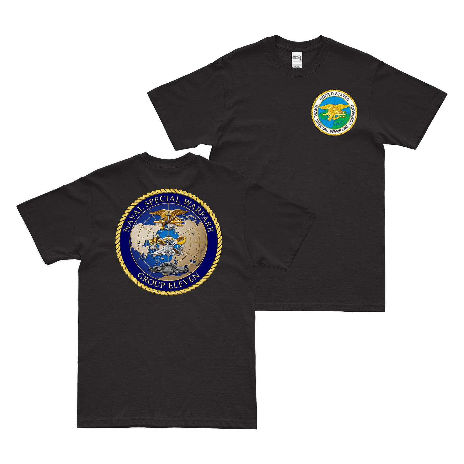 Double-Sided Naval Special Warfare Group 11 (NSWG-11) NSW T-Shirt Tactically Acquired Black Small 
