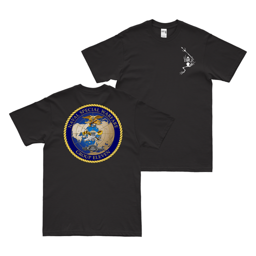 Double-Sided Naval Special Warfare Group 11 (NSWG-11) Frogman T-Shirt Tactically Acquired Black Small 