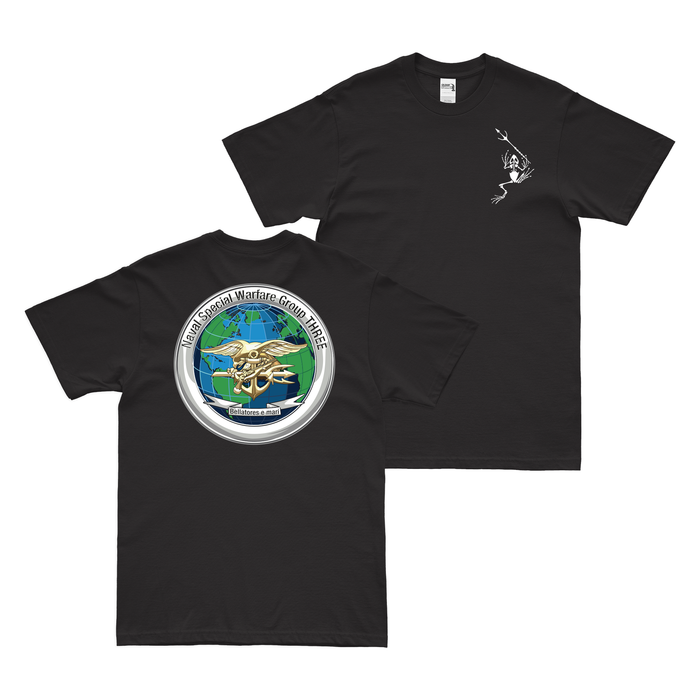 Double-Sided Naval Special Warfare Group 3 (NSWG-3) Frogman T-Shirt Tactically Acquired Black Small 