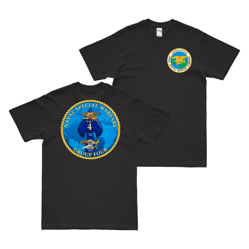 Double-Sided Naval Special Warfare Group 4 (NSWG-4) NSW T-Shirt Tactically Acquired Black Small 