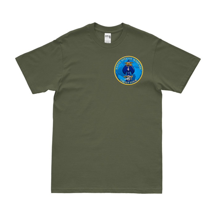 Naval Special Warfare Group 4 (NSWG-4) Left Chest Emblem T-Shirt Tactically Acquired Military Green Small 