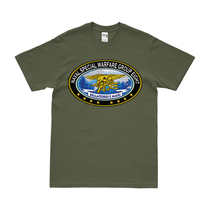 Naval Special Warfare Group 8 (NSWG-8) Emblem T-Shirt Tactically Acquired Military Green Clean Small