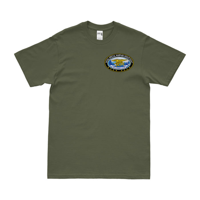 Naval Special Warfare Group 8 (NSWG-8) Left Chest Emblem T-Shirt Tactically Acquired Military Green Small 