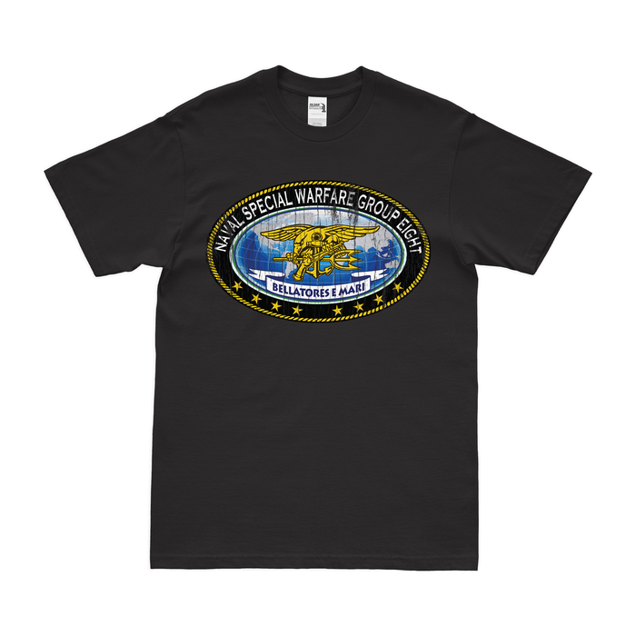 Naval Special Warfare Group 8 (NSWG-8) Emblem T-Shirt Tactically Acquired Black Distressed Small