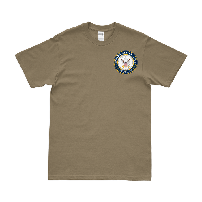 U.S. Navy Veteran Logo Left Chest Emblem Crest T-Shirt Tactically Acquired Small Coyote Brown 