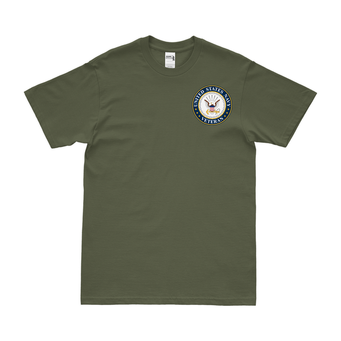 U.S. Navy Veteran Logo Left Chest Emblem Crest T-Shirt Tactically Acquired Small Military Green 