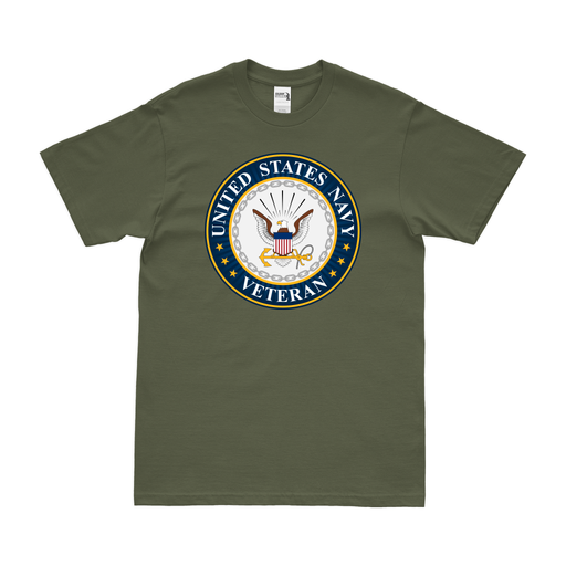 U.S. Navy Veteran Logo Emblem Crest T-Shirt Tactically Acquired Small Military Green 