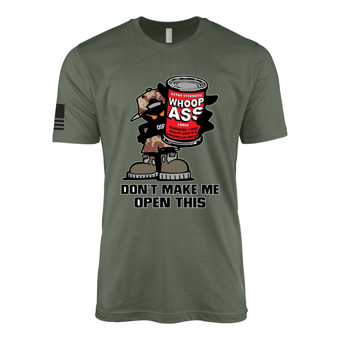 Operation Iraqi Freedom Can of Whoop Ass T-Shirt Tactically Acquired Military Green Small