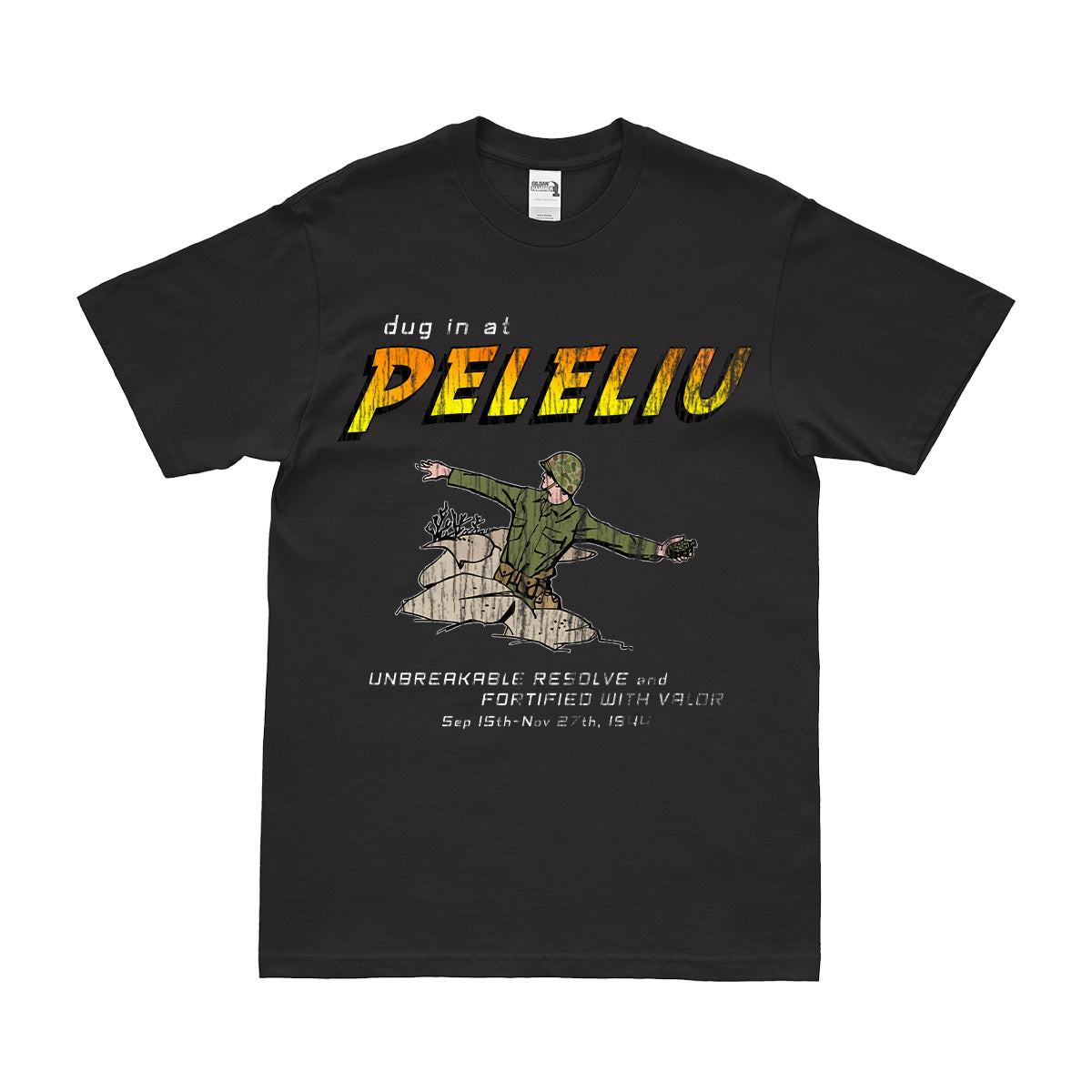USMC 'Dug in at Peleliu' WW2 Battle of Peleliu 1944 T-Shirt Tactically Acquired Black Small