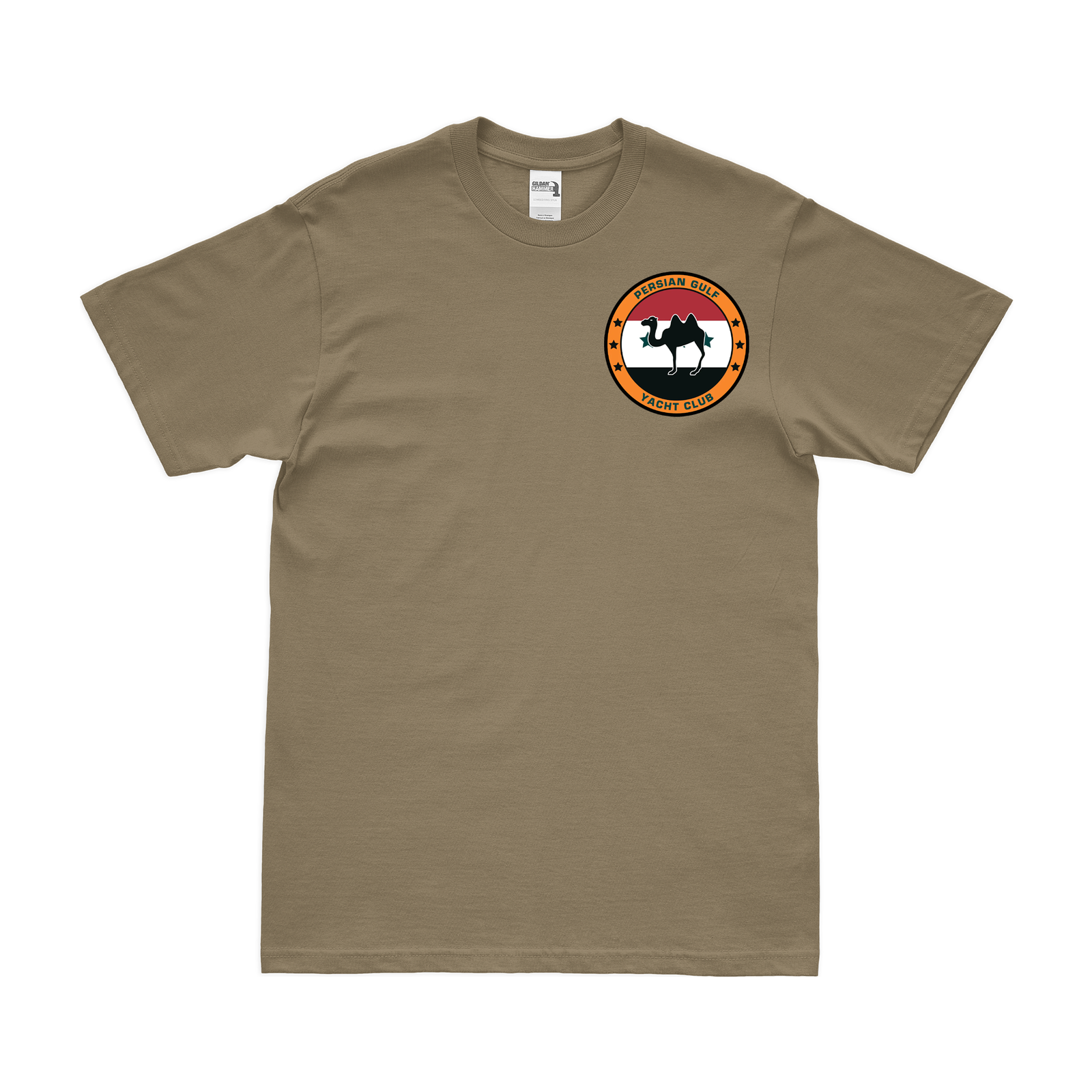 U.S. Navy Persian Gulf Yacht Club Left Chest Logo T-Shirt Tactically Acquired Small Coyote Brown 