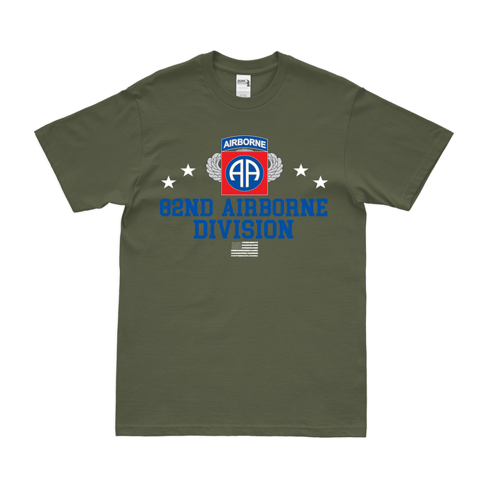 Patriotic 82nd Airborne Division T-Shirt Tactically Acquired Military Green Small 