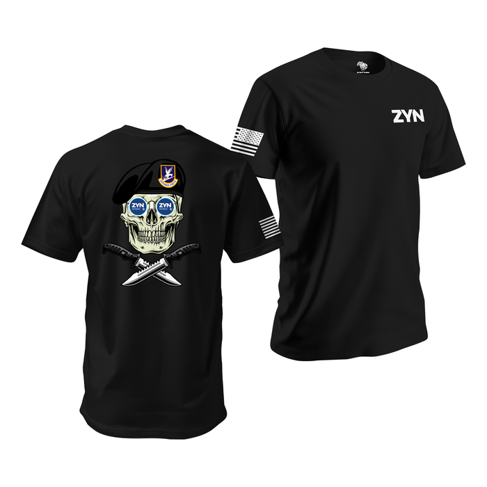 ZYN USAF Security Forces Skull T-Shirt Tactically Acquired Black Small Peppermint