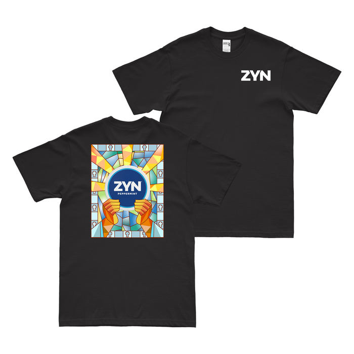 Forgive Me Father For I Have Zynned - Zyn Flavors Parody Funny T-Shirt Tactically Acquired Black Peppermint Small
