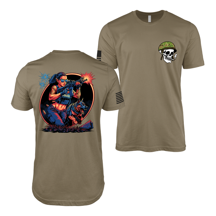 Police Officer Pin-Up Girl Rae T-Shirt Tactically Acquired Coyote Brown Small