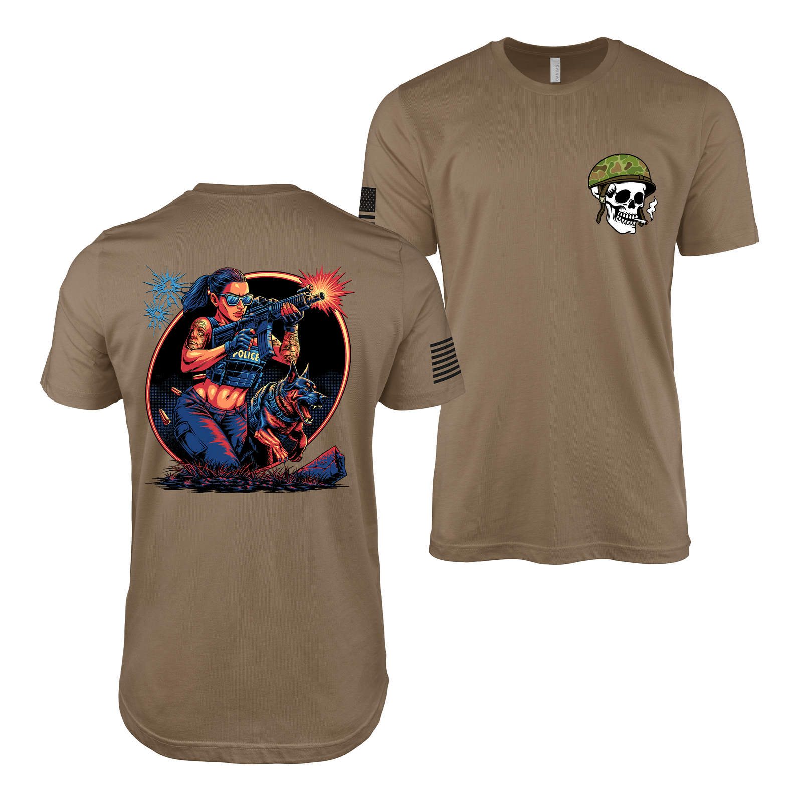 Police Officer Pin-Up Girl Rae T-Shirt Tactically Acquired Woodland Brown S