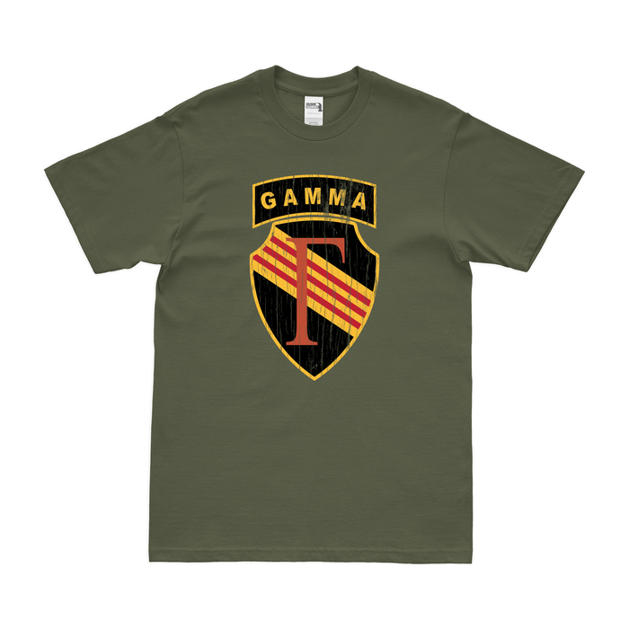 Distressed U.S. Army Project GAMMA Special Forces Vietnam T-Shirt Tactically Acquired Small Military Green 
