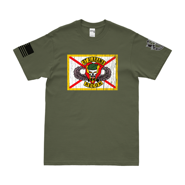 RT Alabama MACV-SOG Vietnam War T-Shirt Tactically Acquired Military Green Distressed Small