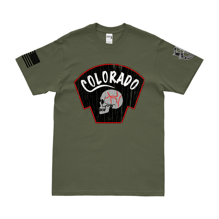 RT Colorado MACV-SOG Vietnam War T-Shirt Tactically Acquired Military Green Distressed Small